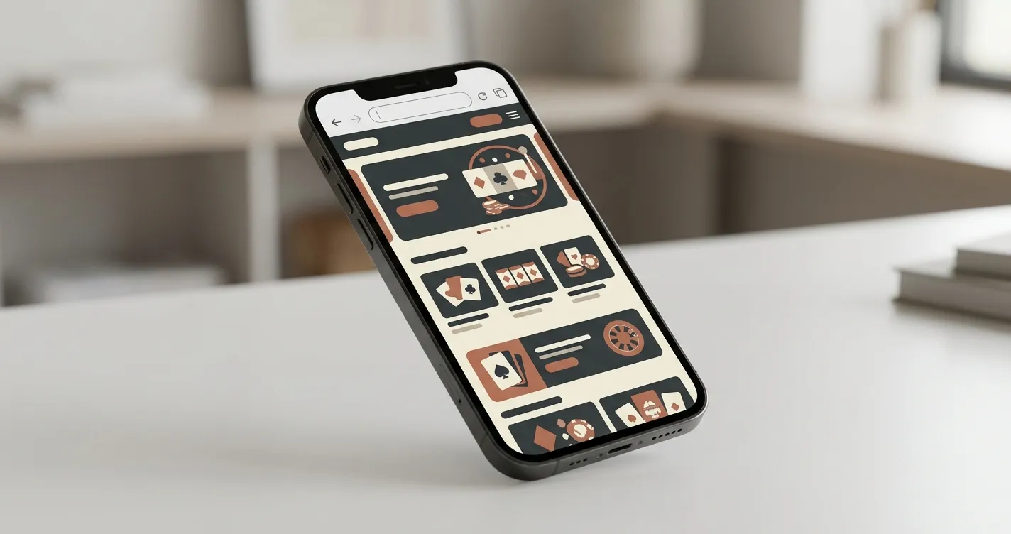 Illustratie van een casino-interface in een mobiele webbrowser