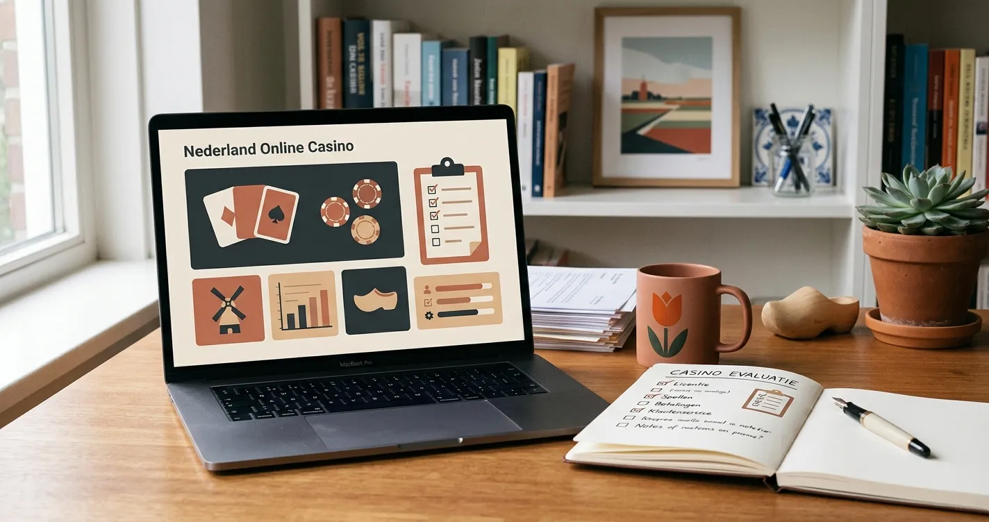 Redactionele illustratie over het beoordelen van een online casino in Nederland